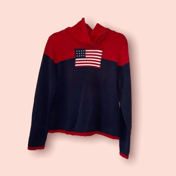 Vintage American Flag Knit Sweater Size Large GUC - Picture 2 of 5
